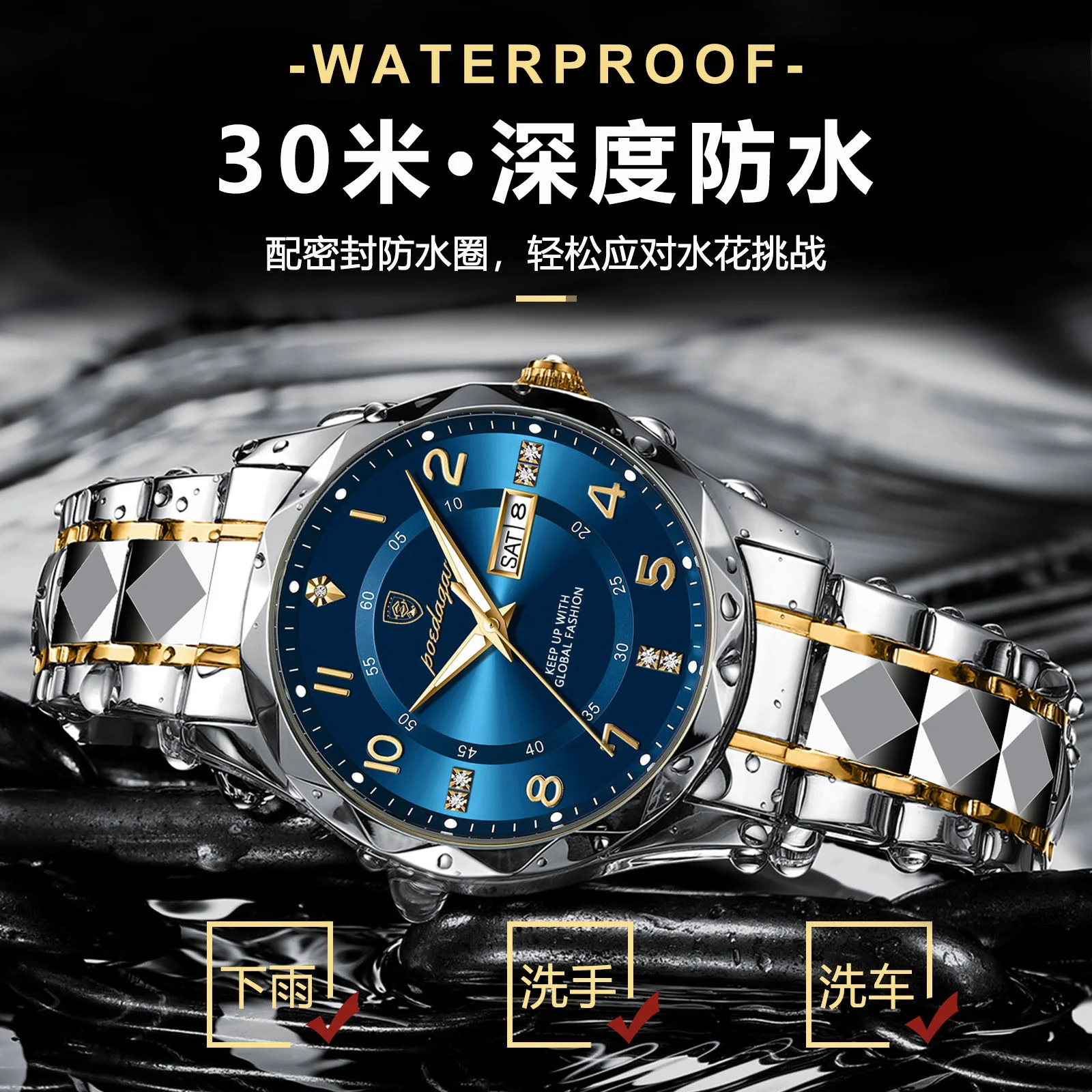 Poedagar New Men's Steel Watch Luxury Luminous Quartz Watch/Holiday Gifts - Image 2