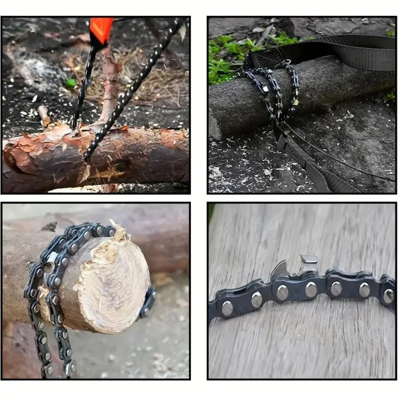 24 Inch Pocket Chain Rope Saw Portable Hand Saw With Sharp Teeth Blades For Survival Gear, Camping, Hunting, Tree Cutting Or Emergency Kit - Image 3