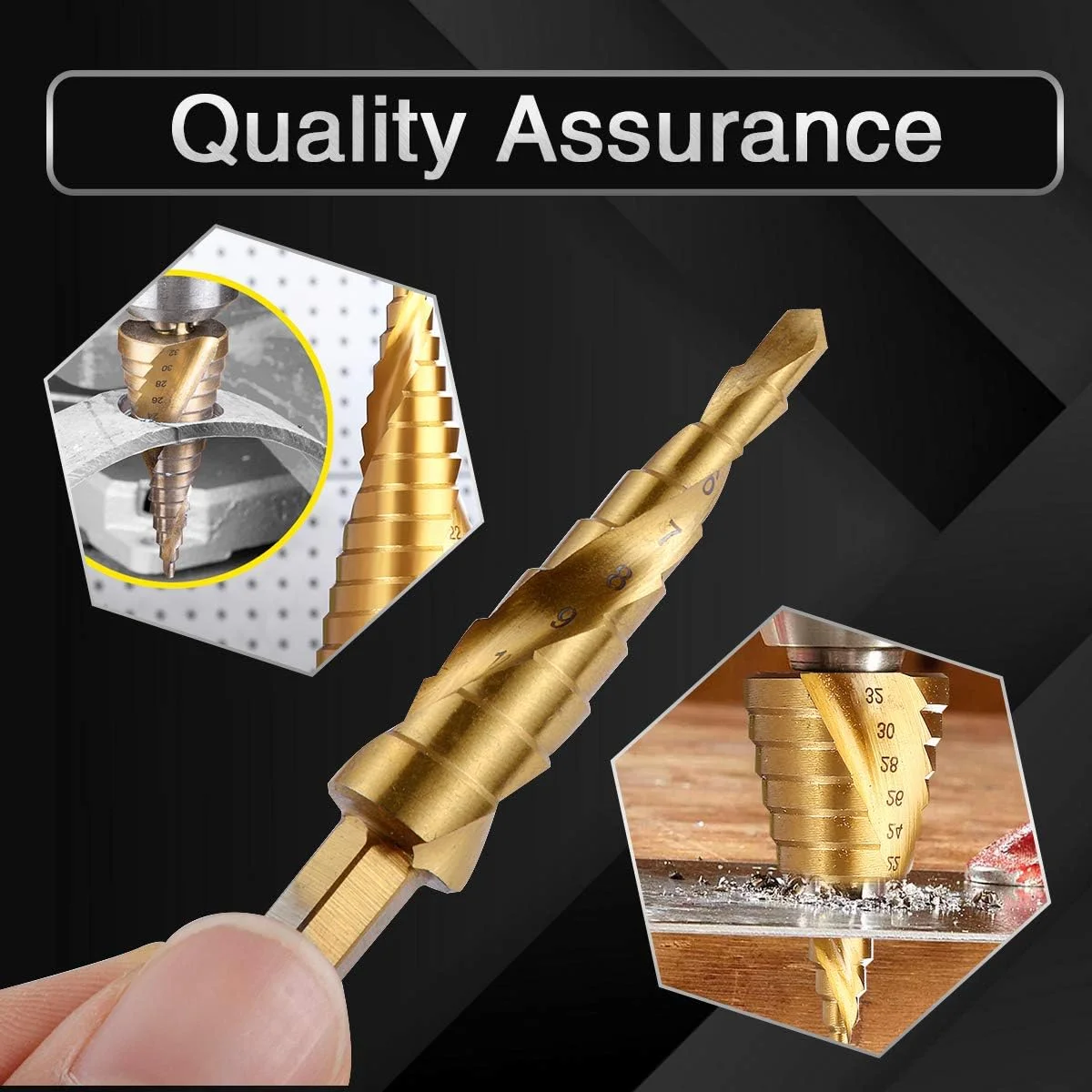 Ready stock 3pcs HSS High Speed Steel Titanium Hex Shank Step Drill Bit Set 3-12mm 4-12mm 4-20mm - Image 2