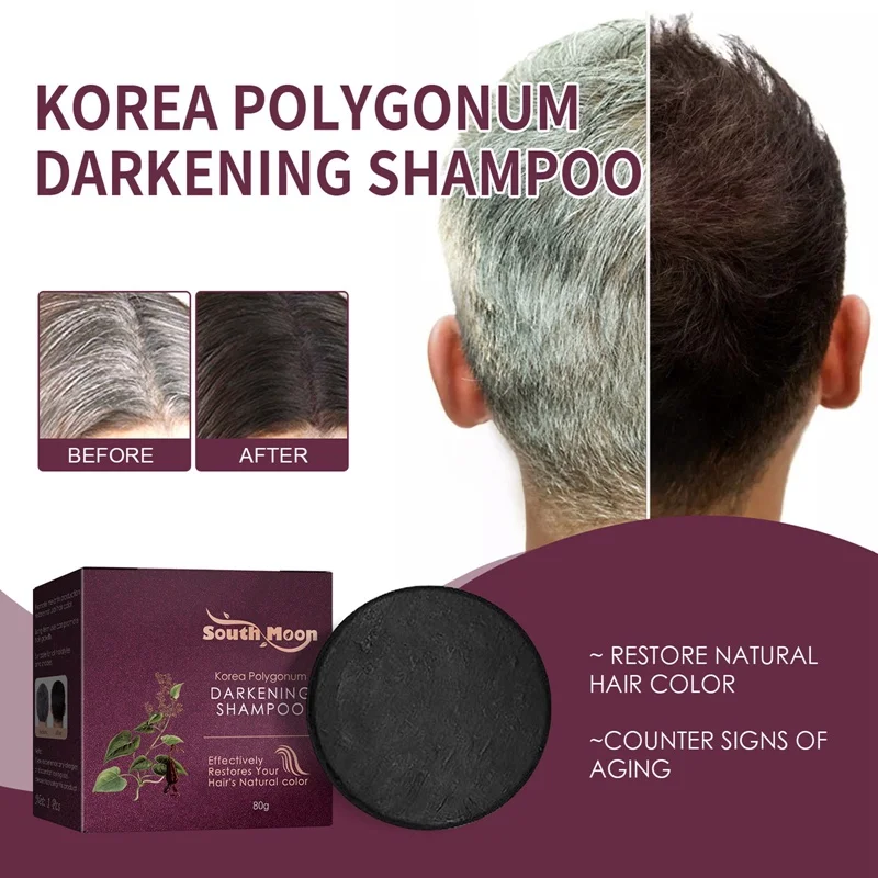 South Moon  Polygonum Darkening Soap 80g Natural Hair Blackening Soap Gray White Hair Color - Image 2
