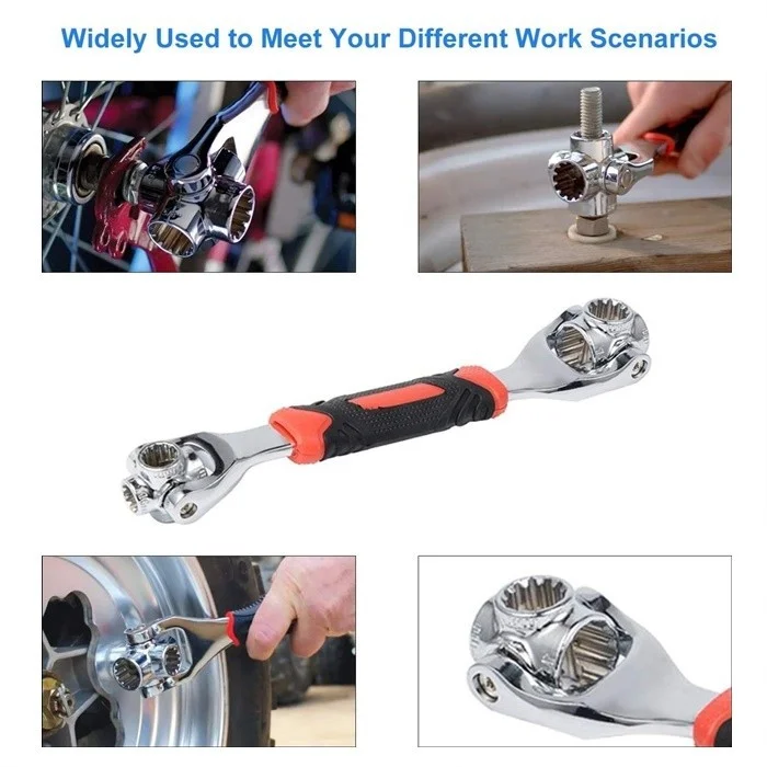 Universal Wrench 8 in 1 Socket Wrench Multi Wrench Tool with 360 Degree Rotating Head - Image 4