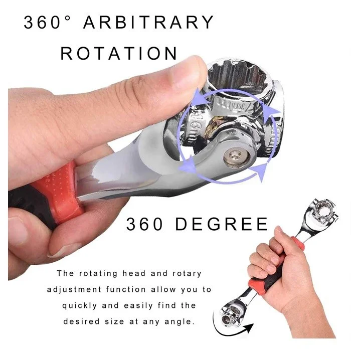 Universal Wrench 8 in 1 Socket Wrench Multi Wrench Tool with 360 Degree Rotating Head - Image 2