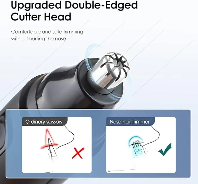 Nose Hair Trimmer for Men Women Painless Nose Trimmer Professional USB Rechargeable Ear & Facial Hair Trimmer IPX7 Waterproof Dual Edge Blades Easy Cleansing - Image 6
